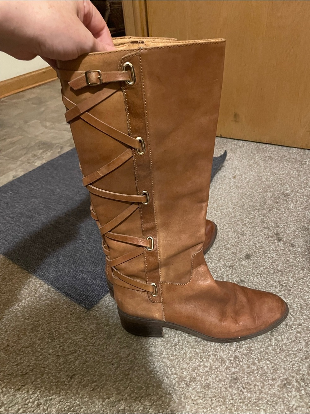 BCBGeneration Tan Lace-Up Riding Boots - Picture 3 of 8